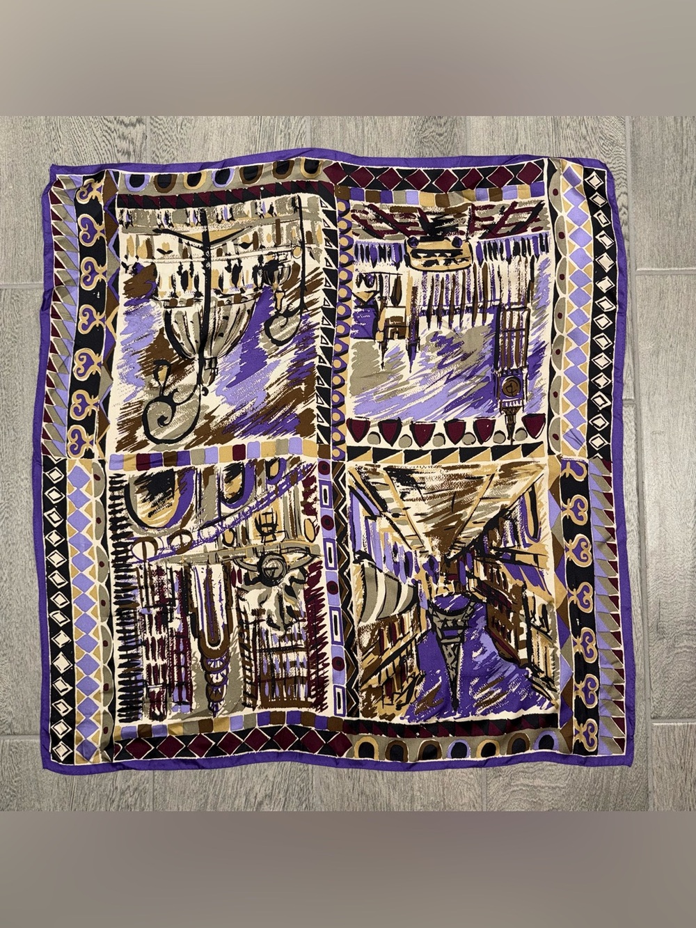 Talbots Artsy Paris NYC London Rome City Landmarks 100% Silk Scarf Multicolor